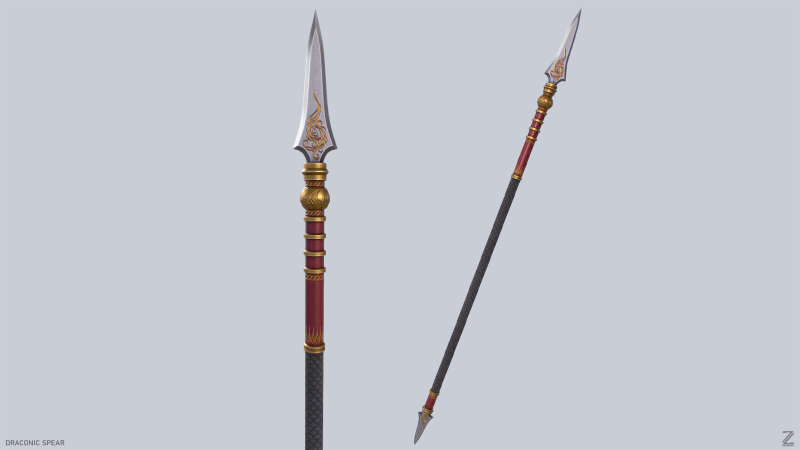 Draconic spear Modello 3D .c4d .max .obj .3ds .fbx .stl .blend 
