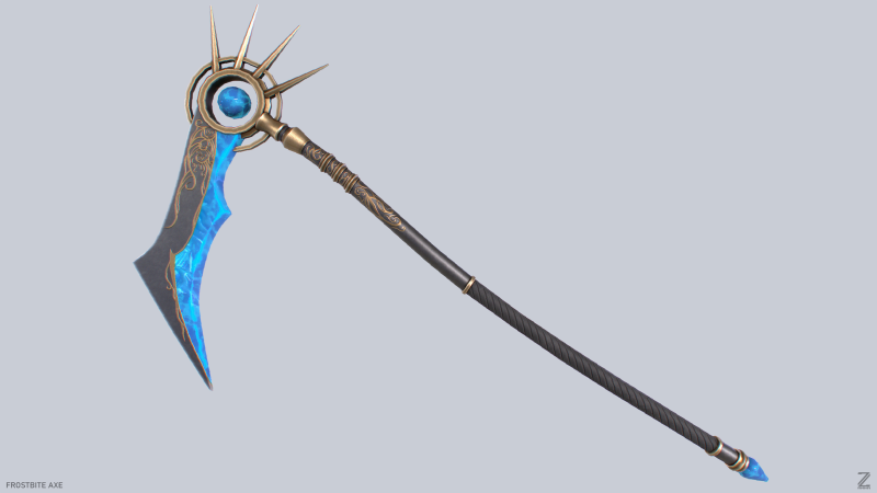 Frostbite scythe 3D 모델 .c4d .max .obj .3ds .fbx .stl .blend 