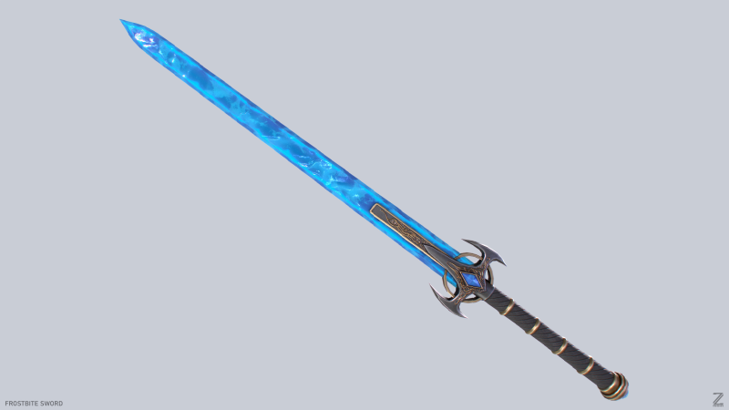 Frostbite sword 3D Модель .c4d .max .obj .3ds .fbx .stl .blend 