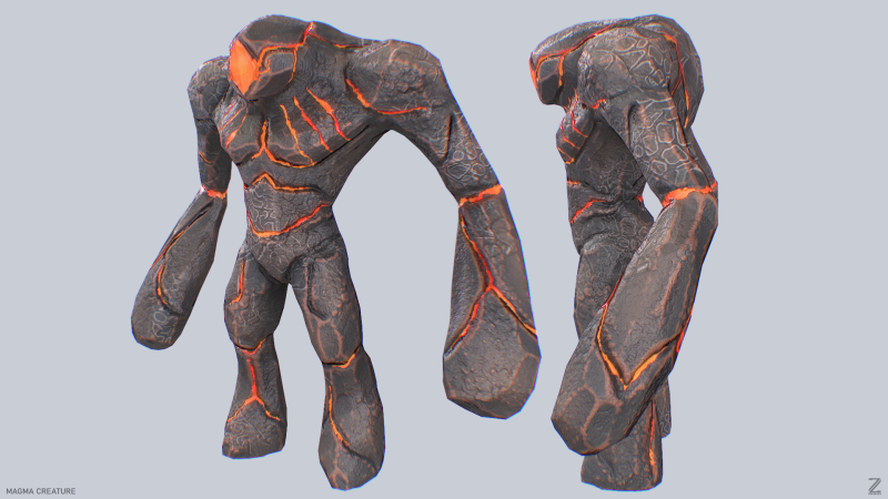 Magma creature 3D Модель .c4d .max .obj .3ds .fbx .stl .blend 