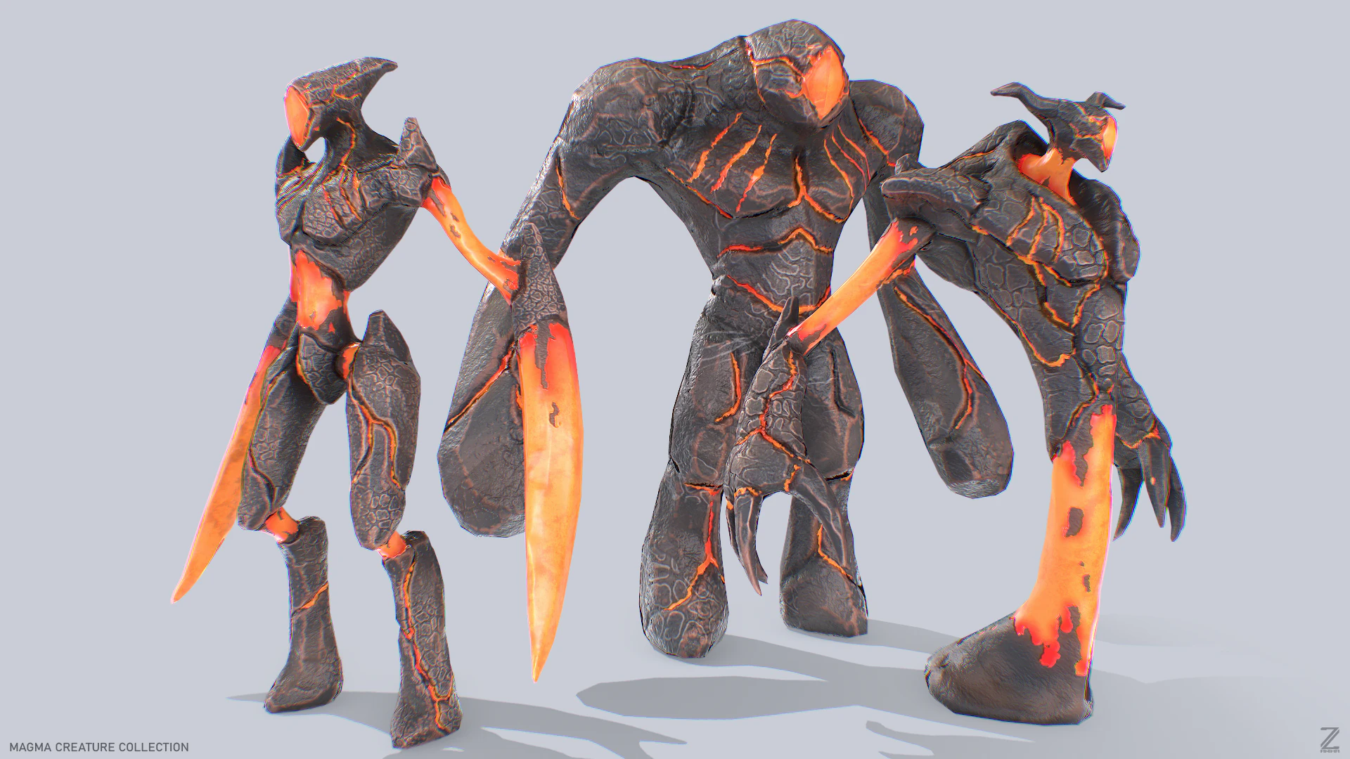 Cole&ccedil;&atilde;o de criaturas de magma Modelo 3D .c4d .max .obj .3ds .fbx .stl .blend 