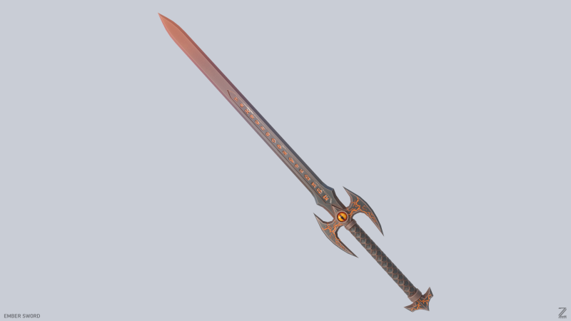 Ember sword 3D Model .c4d .max .obj .3ds .fbx .stl .blend 