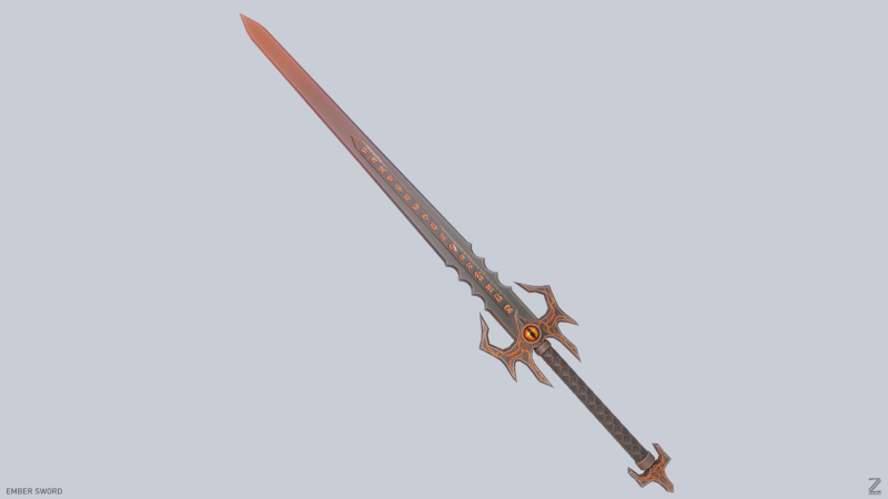Ember sword 3D Model .c4d .max .obj .3ds .fbx .stl .blend 