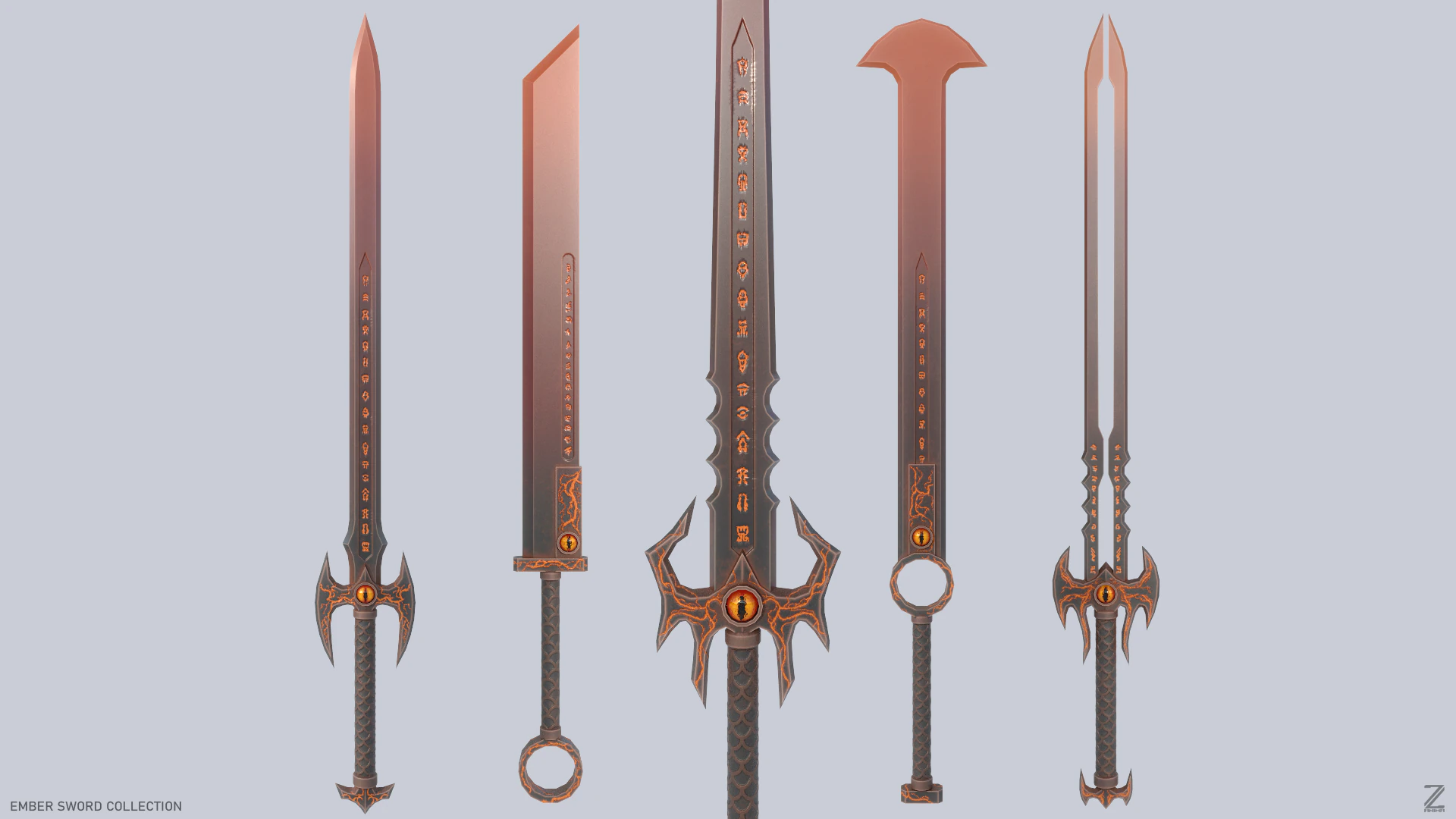 Ember sword collection 3D Model .c4d .max .obj .3ds .fbx .stl .blend