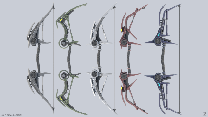 Scifi bow collection 3D Модель .c4d .max .obj .3ds .fbx .stl .blend 