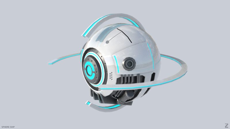 Sphere ship 3D Model .c4d .max .obj .3ds .fbx .stl .blend 