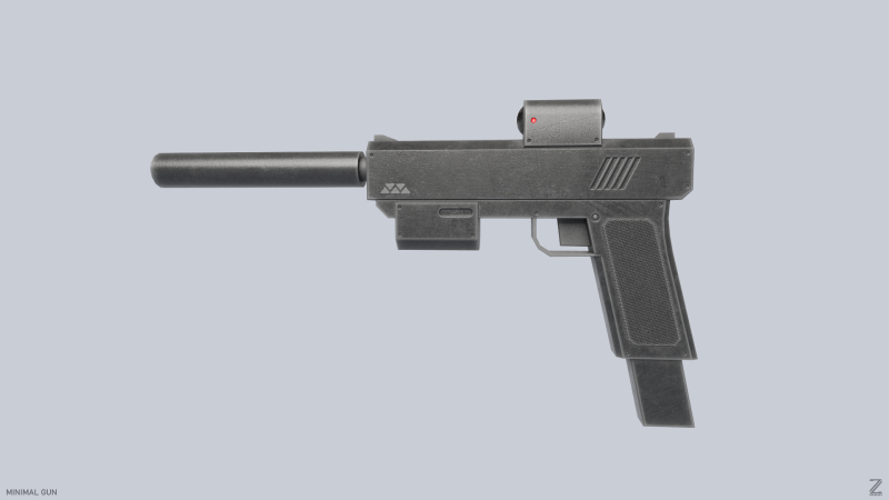 Minimal pistol 3D Модель .c4d .max .obj .3ds .fbx .stl .blend 
