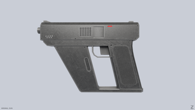 Minimal pistol Model 3D .c4d .max .obj .3ds .fbx .stl .blend 