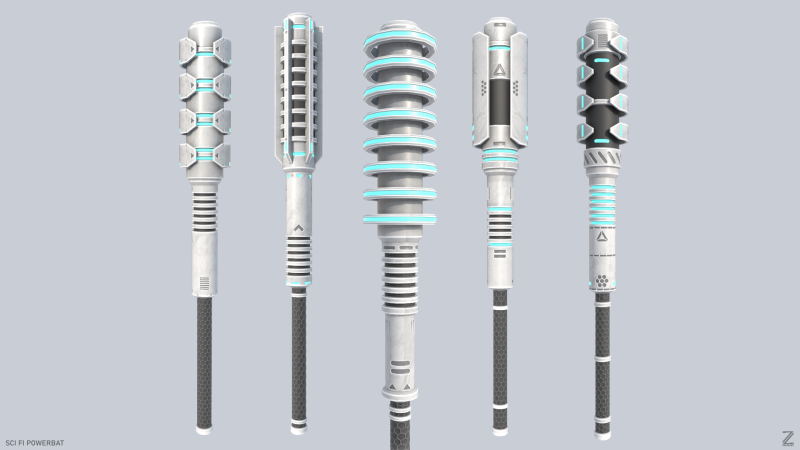 Scifi Powerbat collection 3D Model .c4d .max .obj .3ds .fbx .stl .blend 