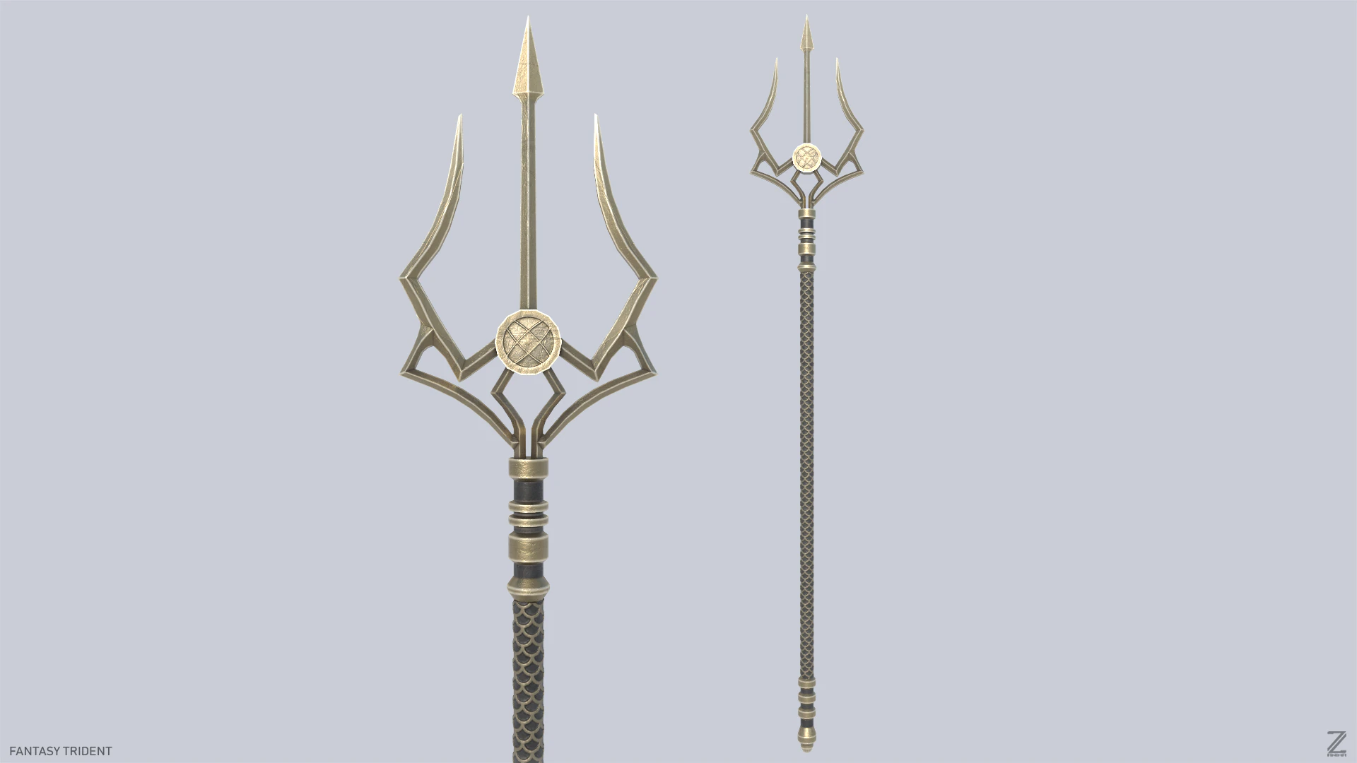 Fantasy trident 3D Model .c4d .max .obj .3ds .fbx .stl .blend 