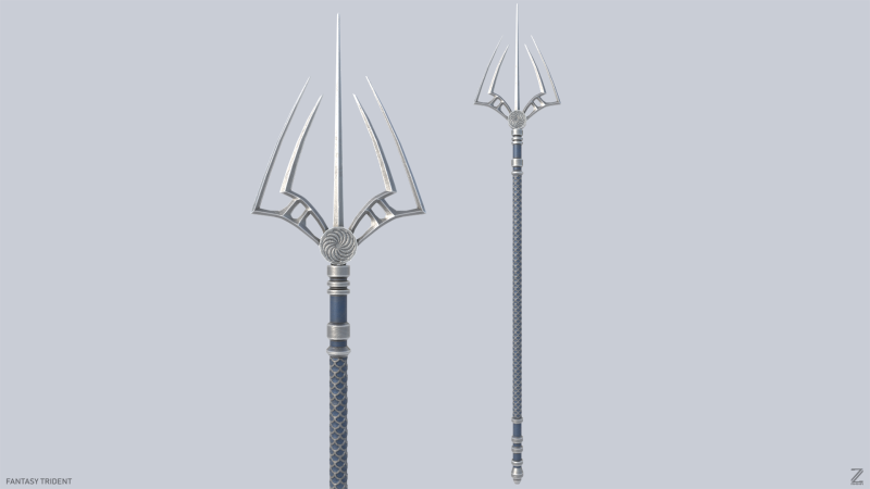 Fantasy trident 3Dモデル .c4d .max .obj .3ds .fbx .stl .blend 