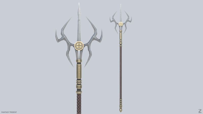 Fantasy trident 3D मॉडल .c4d .max .obj .3ds .fbx .stl .blend 