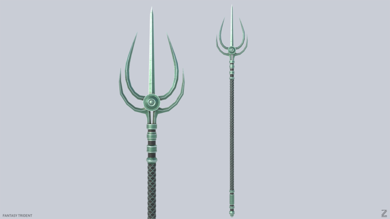 Fantasy trident 3D मॉडल .c4d .max .obj .3ds .fbx .stl .blend 