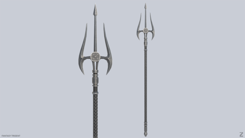 Fantasy trident 3D Model .c4d .max .obj .3ds .fbx .stl .blend 