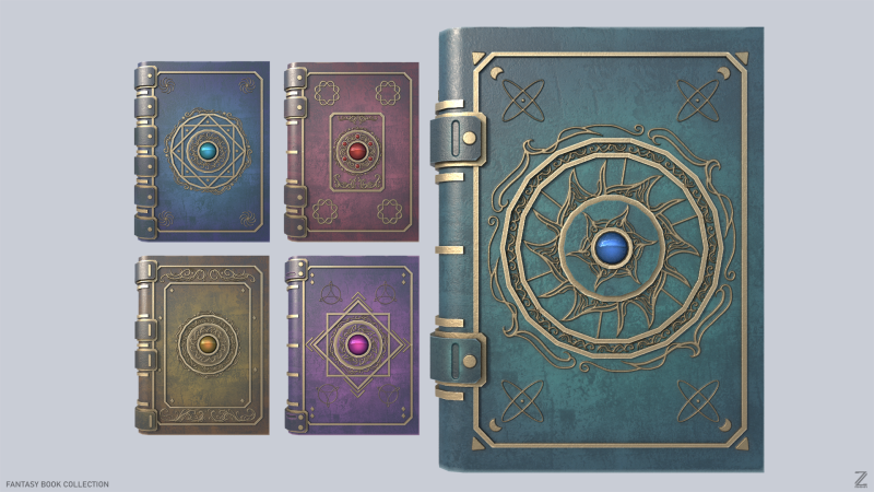 Fantasy book collection 3D Model .c4d .max .obj .3ds .fbx .stl .blend 