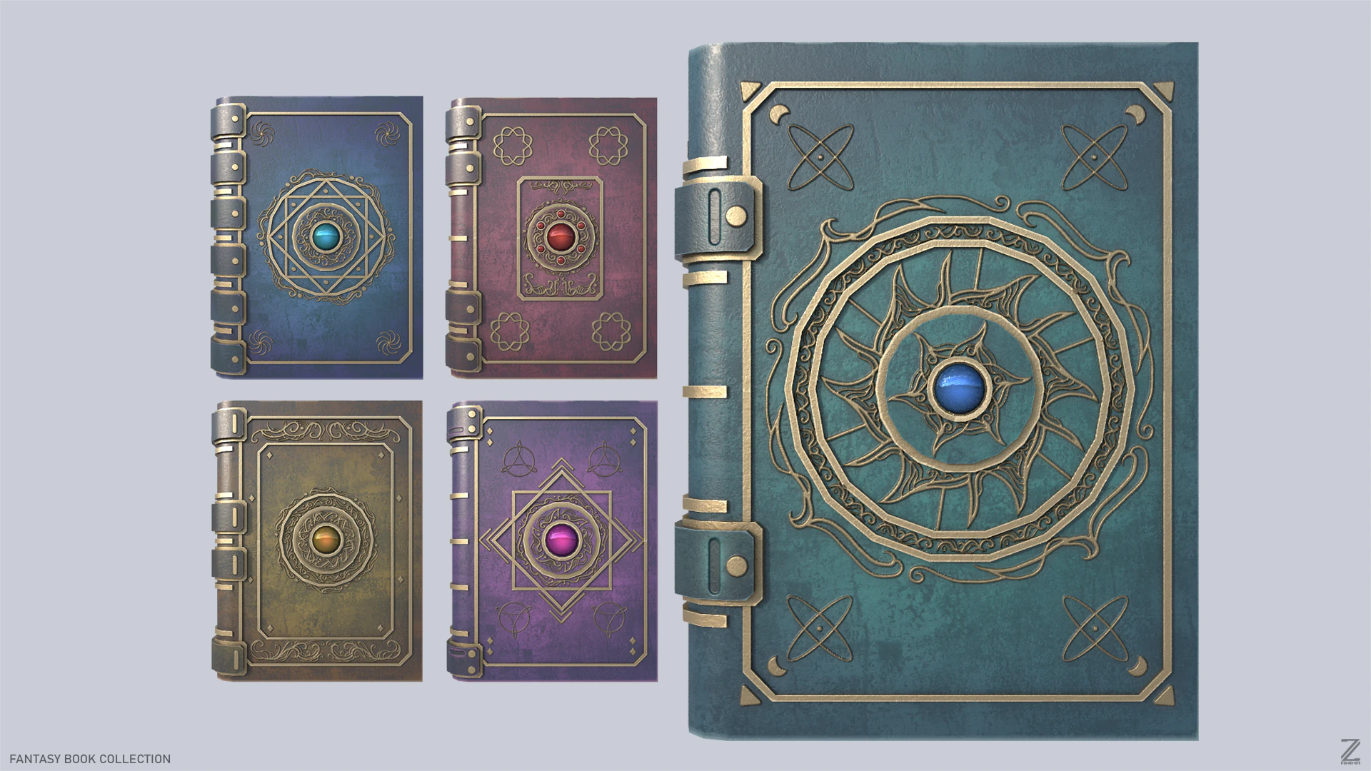 Fantasy book collection 3D Model .c4d .max .obj .3ds .fbx .stl .blend 