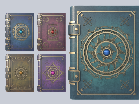 Fantasy book collection 3D Model