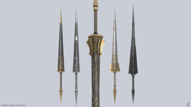 Fantasy lance collection Modello 3D .c4d .max .obj .3ds .fbx .stl .blend 