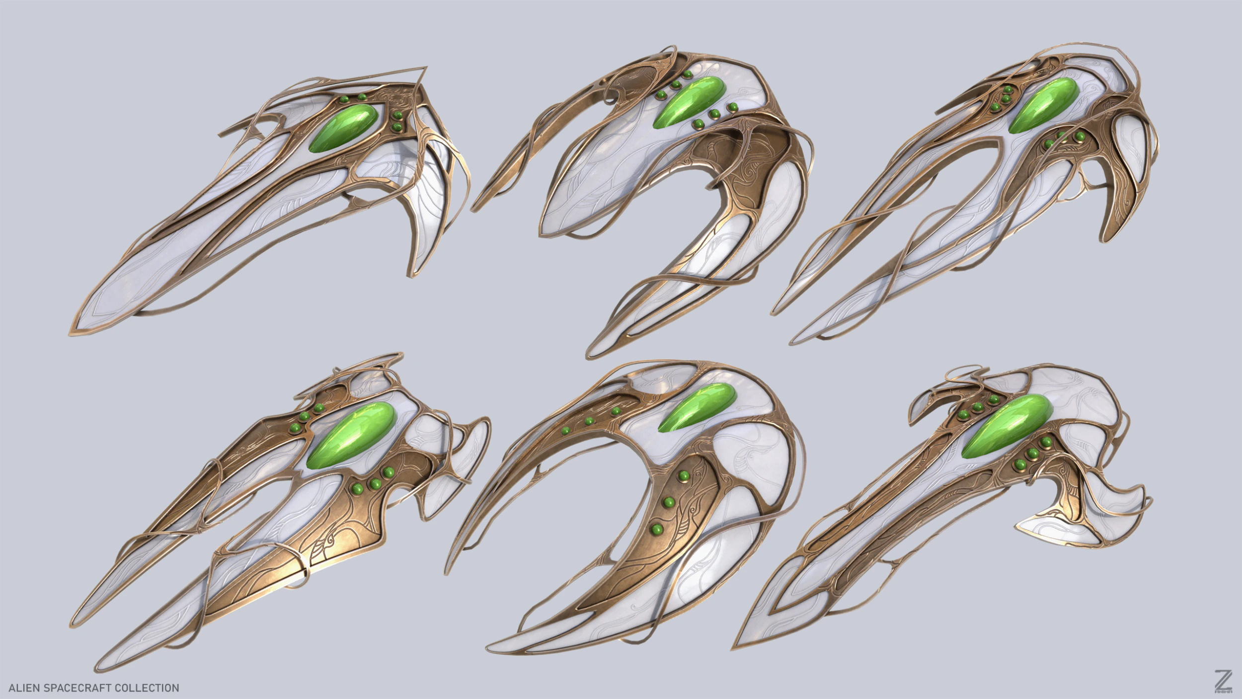 Alien spacecraft collection 3D Model .c4d .max .obj .3ds .fbx .stl .blend