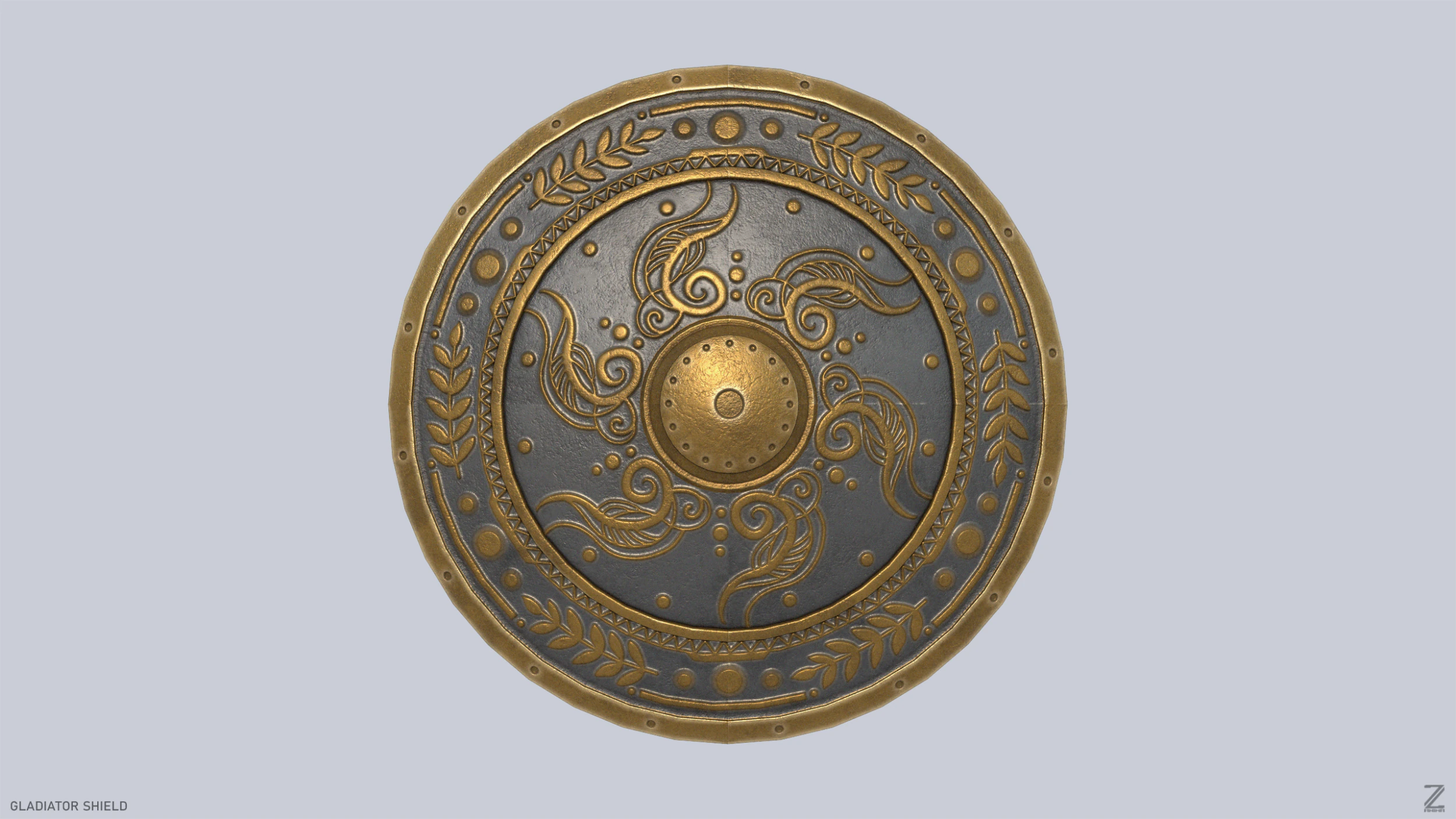 Gladiator shield 3D Model .c4d .max .obj .3ds .fbx .stl .blend 
