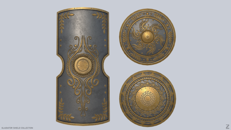 Gladiator shield collection Modelo 3D .c4d .max .obj .3ds .fbx .stl .blend 