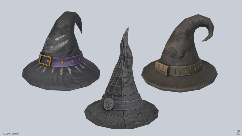 Halloween hat collection 3D Model .c4d .max .obj .3ds .fbx .stl .blend 