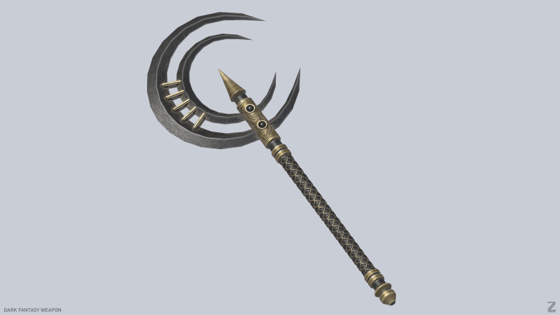 Dark fantasy weapon 3D Model .c4d .max .obj .3ds .fbx .stl .blend 
