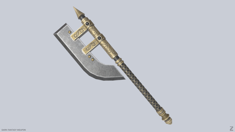 Dark fantasy weapon 3D Модель .c4d .max .obj .3ds .fbx .stl .blend 