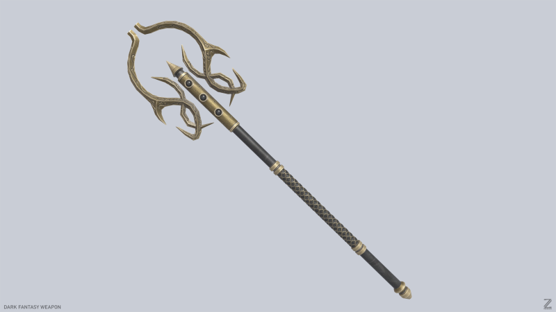 Dark fantasy weapon Modello 3D .c4d .max .obj .3ds .fbx .stl .blend 