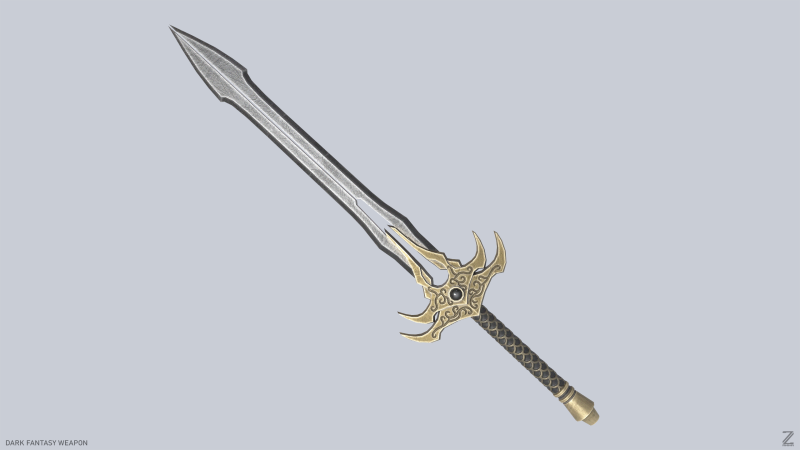 Dark fantasy weapon 3D मॉडल .c4d .max .obj .3ds .fbx .stl .blend 