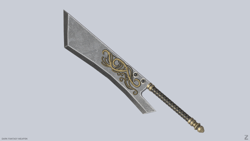 Dark fantasy weapon Modello 3D .c4d .max .obj .3ds .fbx .stl .blend 