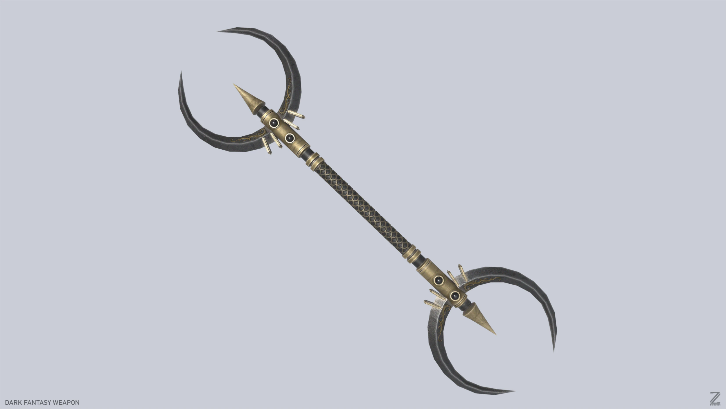 Dark fantasy weapon 3D Model .c4d .max .obj .3ds .fbx .stl .blend 