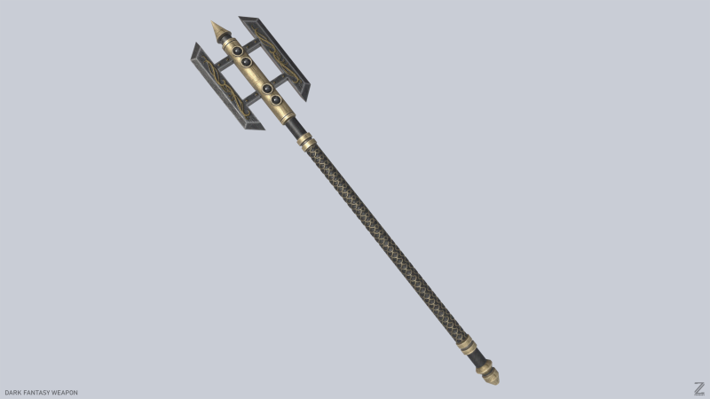 Dark fantasy weapon 3D Model .c4d .max .obj .3ds .fbx .stl .blend 
