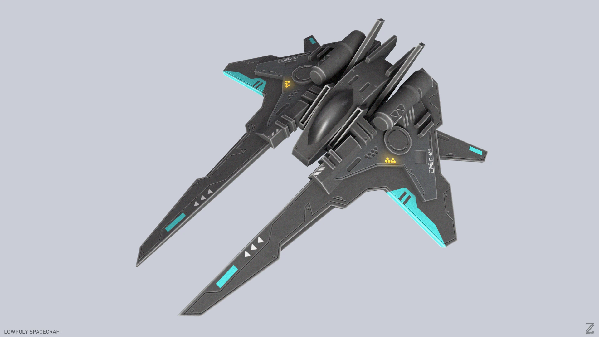 Low poly spacecraft 3D Model .c4d .max .obj .3ds .fbx .stl .blend 