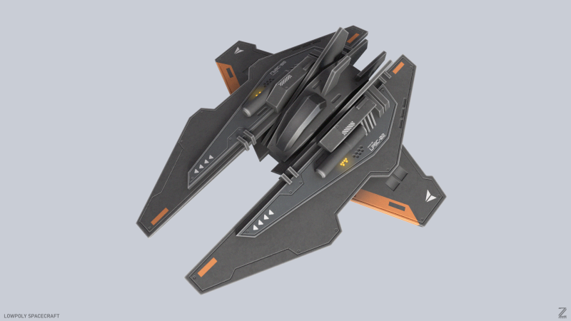 Low poly spacecraft 3D Model .c4d .max .obj .3ds .fbx .stl .blend 