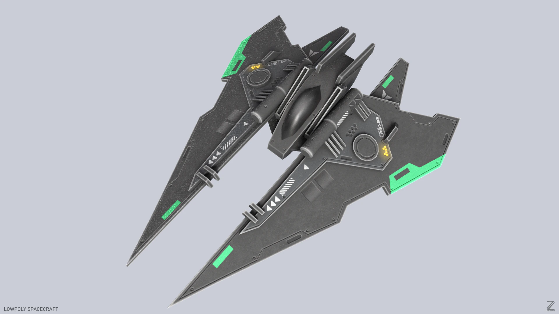 Low poly spacecraft 3D Model .c4d .max .obj .3ds .fbx .stl .blend 
