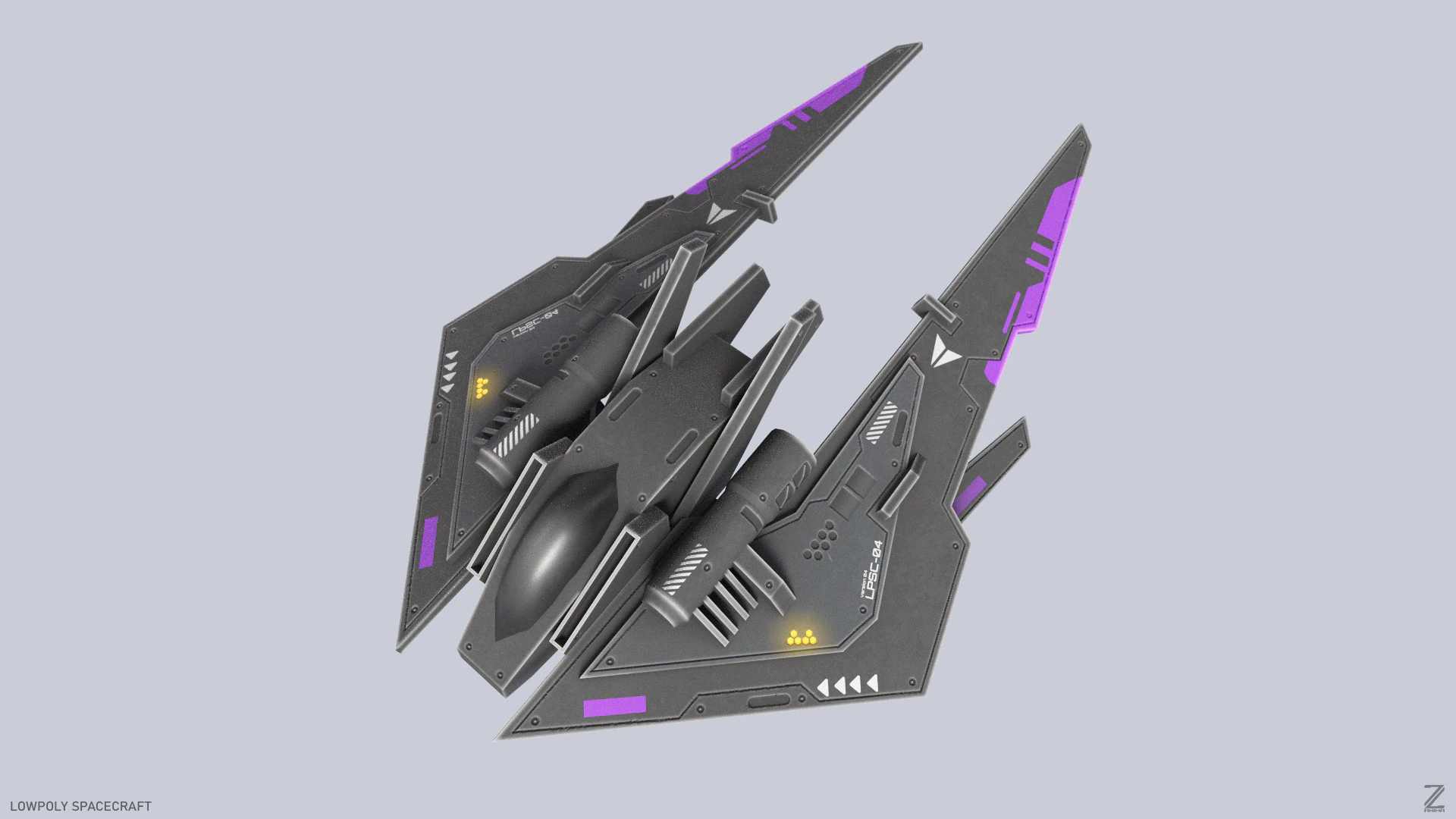 Low poly spacecraft 3D Model .c4d .max .obj .3ds .fbx .stl .blend 