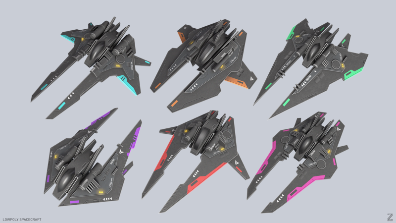 Low poly spacecraft collection 3D-Modell .c4d .max .obj .3ds .fbx .stl .blend 