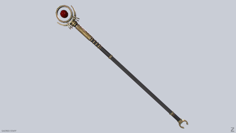 Sacred staff 3D Model .c4d .max .obj .3ds .fbx .stl .blend 
