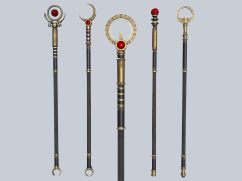 Sacred staff collection 3D Model
