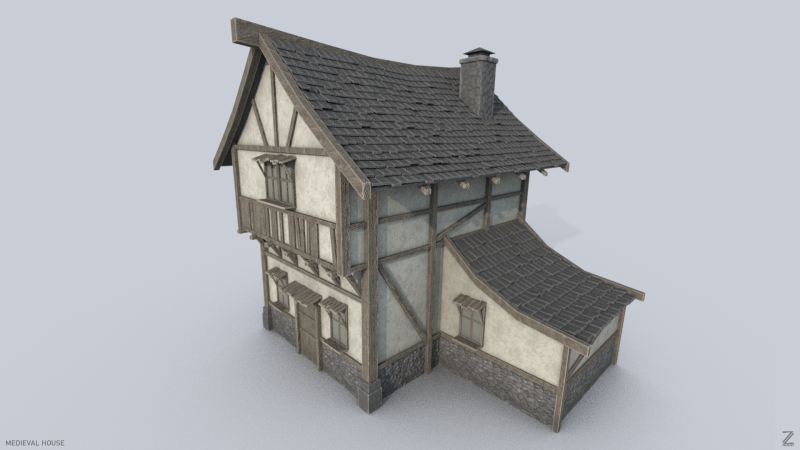 Medieval house 3D Model .c4d .max .obj .3ds .fbx .stl .blend 