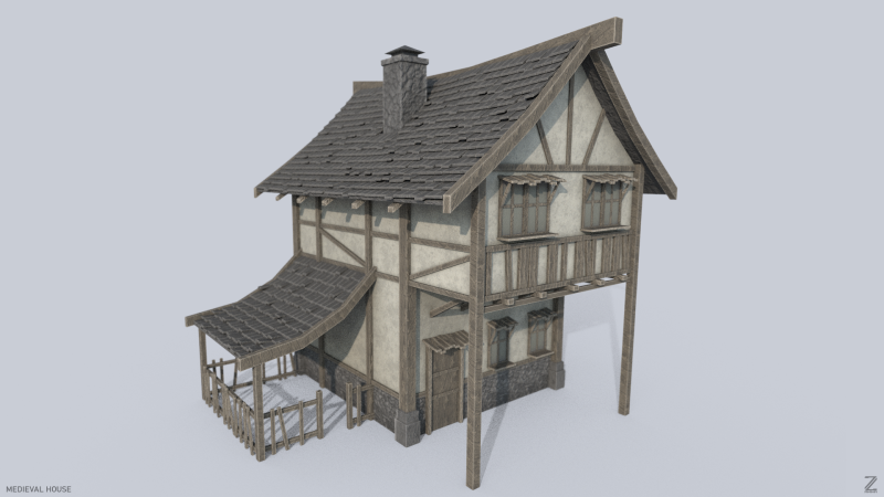 Medieval house 3D मॉडल .c4d .max .obj .3ds .fbx .stl .blend 