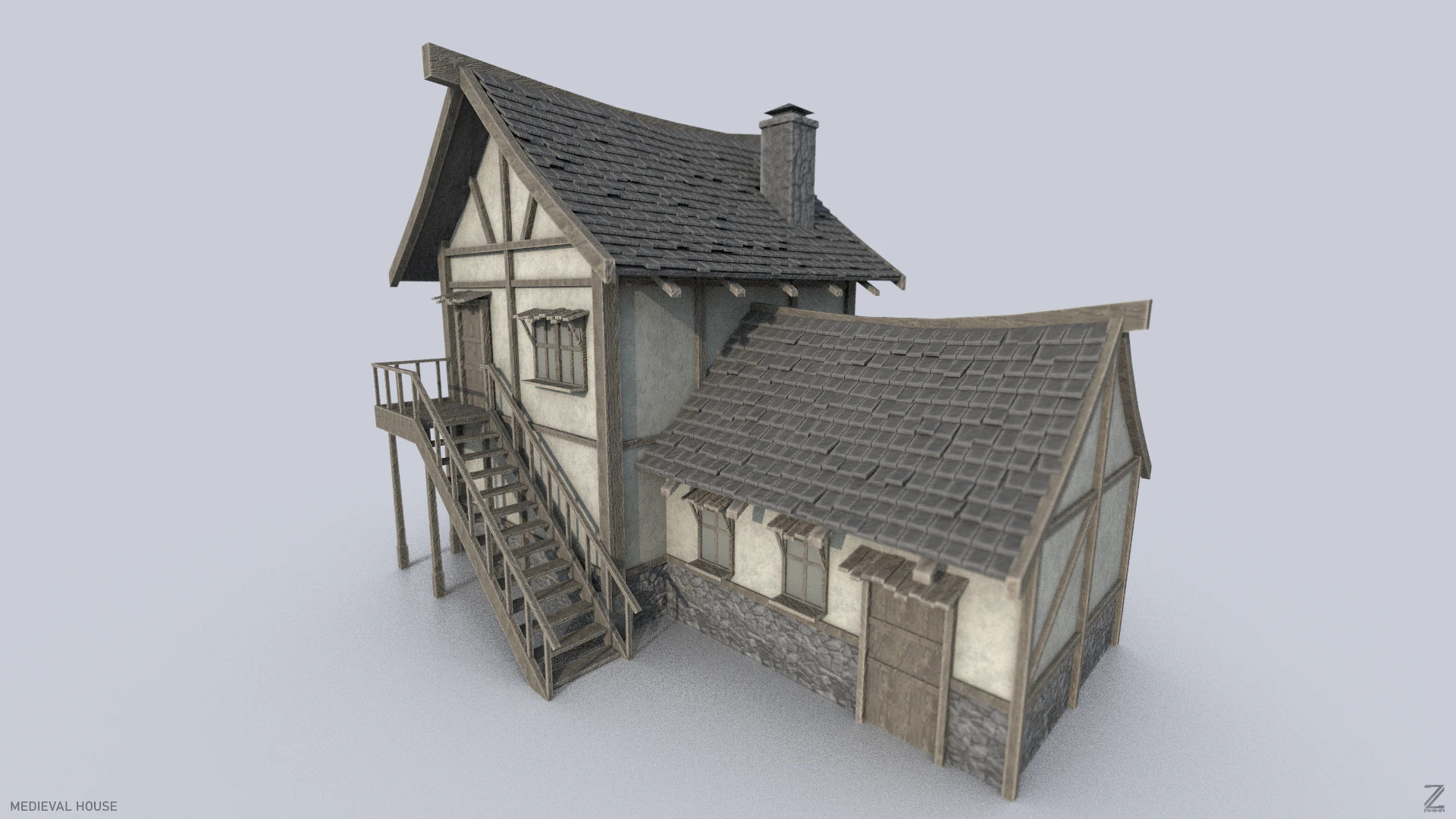 Medieval house 3D Model .c4d .max .obj .3ds .fbx .stl .blend 