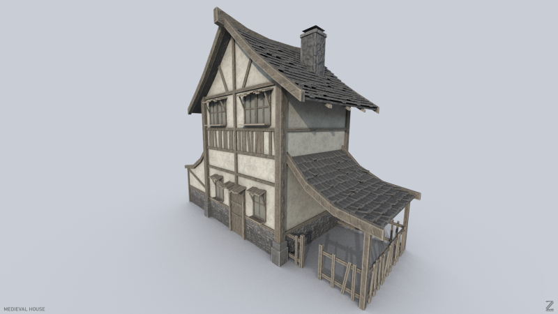 Medieval house 3D Model .c4d .max .obj .3ds .fbx .stl .blend 