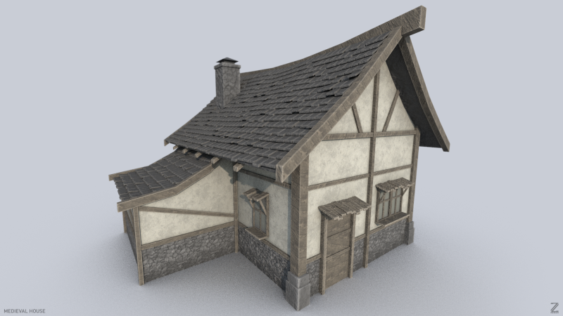 Medieval house 3D Модель .c4d .max .obj .3ds .fbx .stl .blend 
