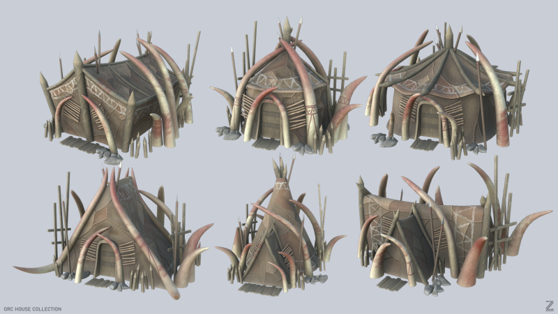 Orc house collection 3D Model .c4d .max .obj .3ds .fbx .stl .blend 