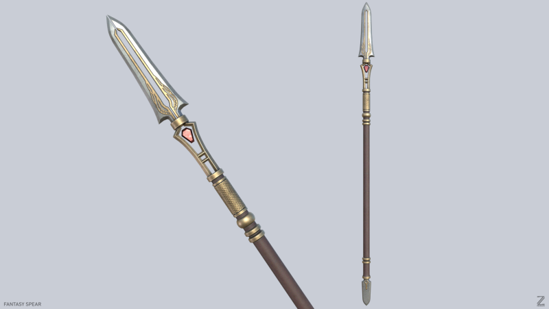 Fantasy spear 3D Модель .c4d .max .obj .3ds .fbx .stl .blend 