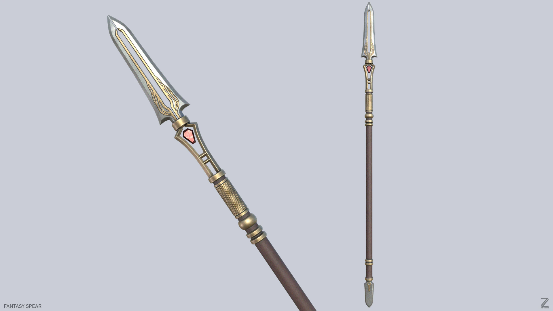 Fantasy spear 3D Model .c4d .max .obj .3ds .fbx .stl .blend 