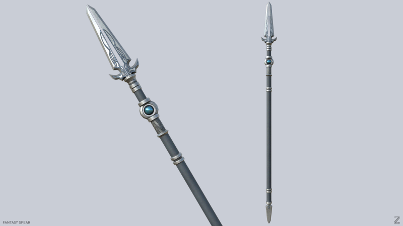 Fantasy spear 3D 模型 .c4d .max .obj .3ds .fbx .stl .blend 