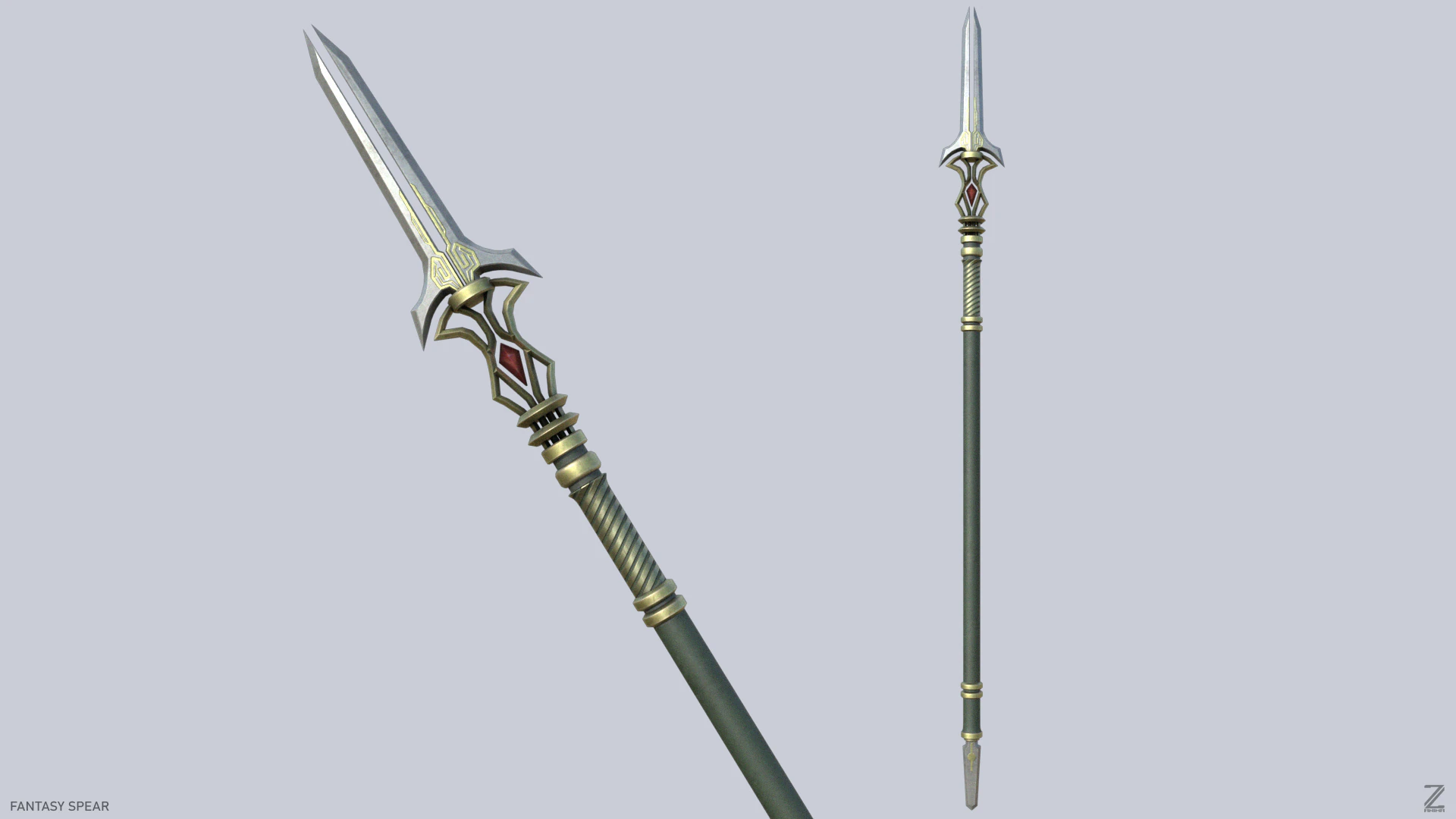 Fantasy spear 3D Model .c4d .max .obj .3ds .fbx .stl .blend